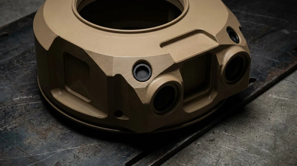 High-precision CNC-machined 7075-T6 aluminum armored robot turret housing